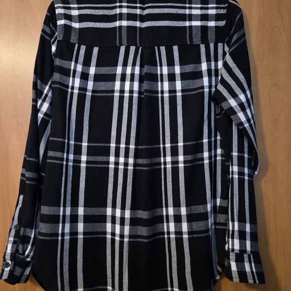 LUCKY BRAND Monochrome Plaid Black & White Button-Down Shirt Size M - Picture 4 of 9